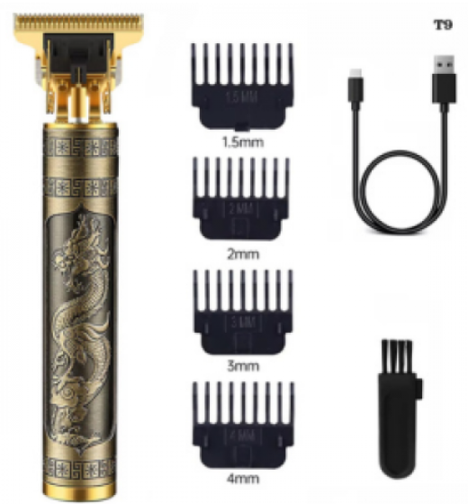 Máquina de Recortar Vintage T9 Profesional | Trimmer Inalámbrico para Barba, Cabello y Patillas
