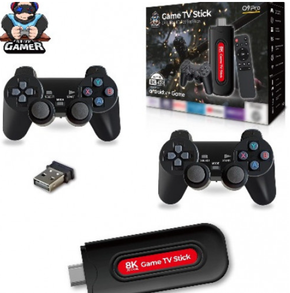 Game TV Stick Q9 Pro 8K con 2 controles inalámbricos y caja