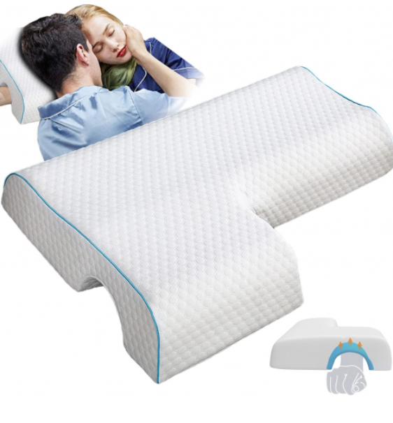 Almohada para parejas con espuma viscoelástica forma en L brazo derecho