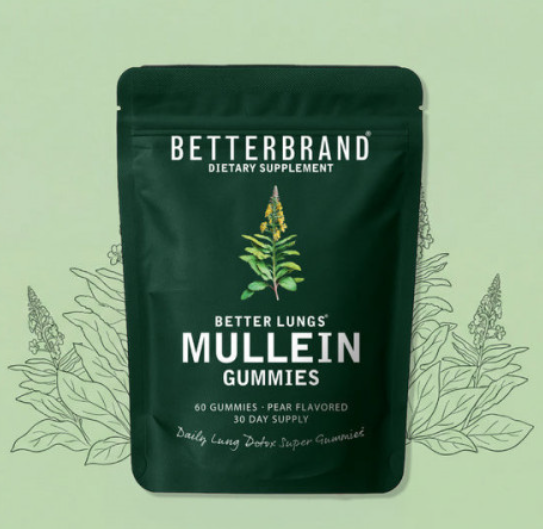 BetterBrand Better Lungs Mullein Gummies 60 gomitas sabor pera suplemento dietético