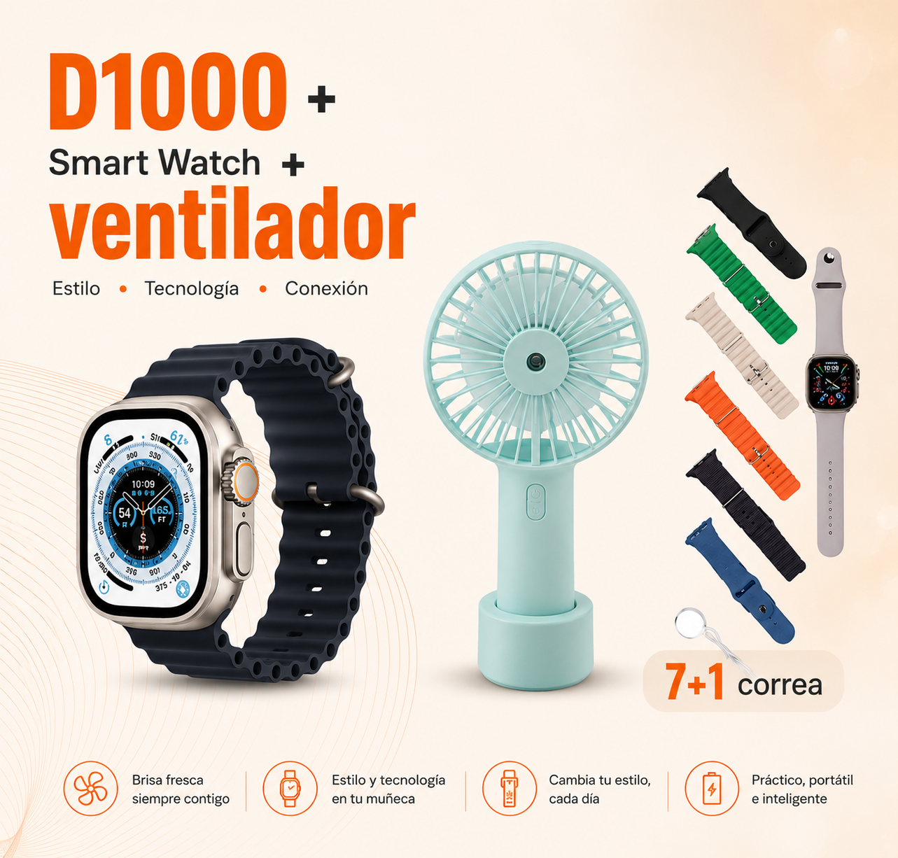 RELOJ D1000 SMART WATCH ROSADO
