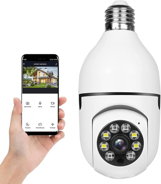 Bombillo Cámara WiFi 360° HD | Cámara de Seguridad con Visión Nocturna y Detección de Movimiento