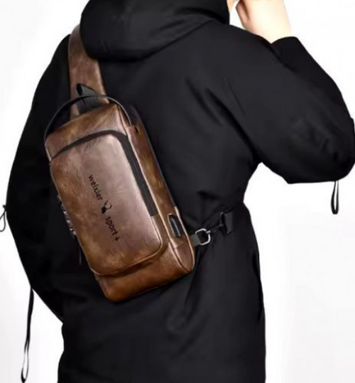 Bolso Impermeable Antirrobo para Hombre – Marrón Oscuro