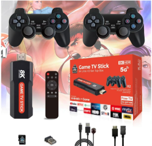 Consola Retro Game TV Stick 5G HDMI 8K | +10,000 Juegos Clásicos con 2 Controles Inalámbricos