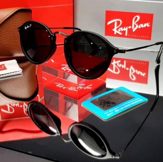 Lentes de Sol Estilo Round Fleck Café con Estuche Premium