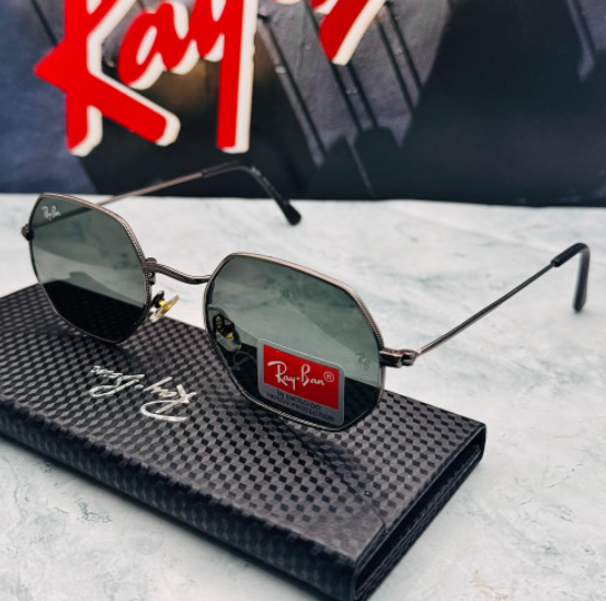 Gafas de Sol Estilo Octagonal Negro con Estuche Premium