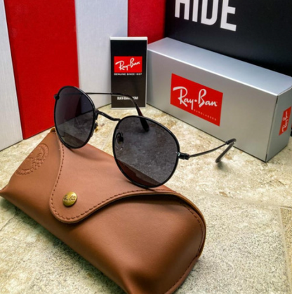 Gafas de Sol Estilo Round Negro con Estuche Premium