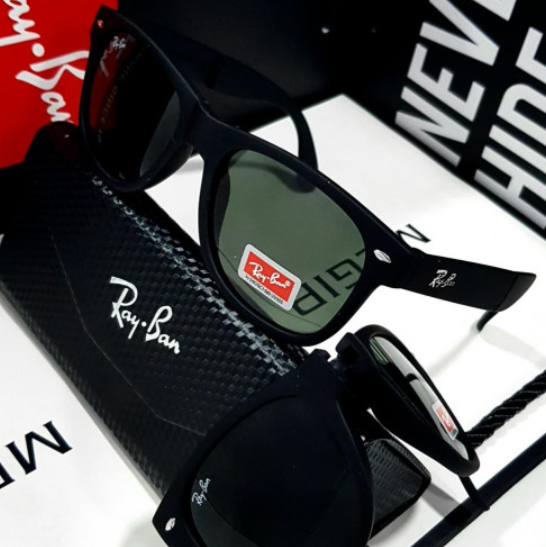 Gafas de Sol Estilo Wayfarer Folding Negro con Estuche Premium