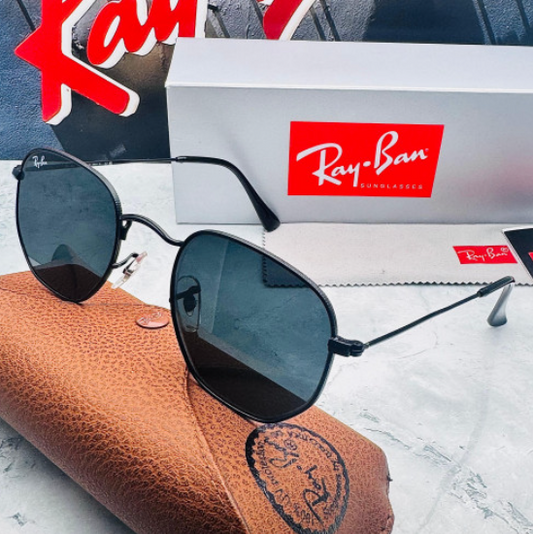 Gafas de Sol Estilo Hexagonal Negro con Estuche Premium