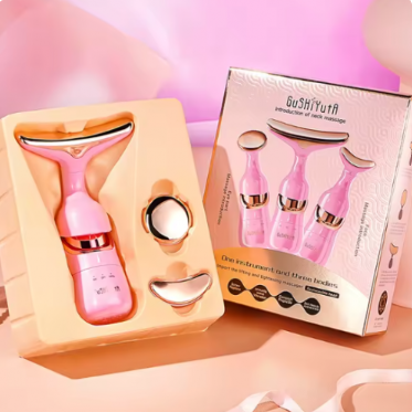 Dispositivo de Estiramiento Facial 3 en 1 – Masaje EMS para Ojos, Cuello y Rostro