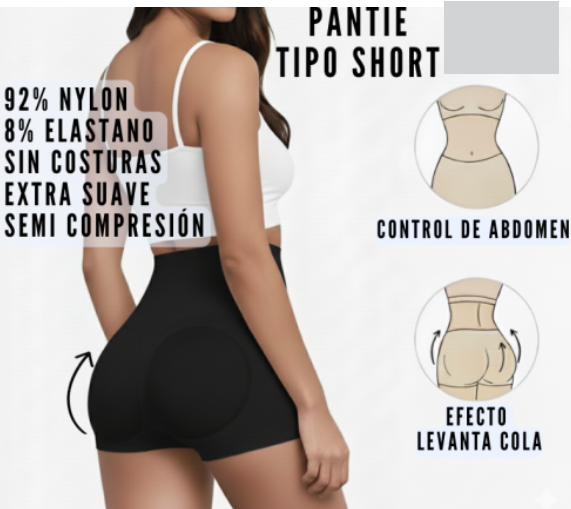 Pantie Tipo Short Levanta Cola – Fajón con Control de Abdomen