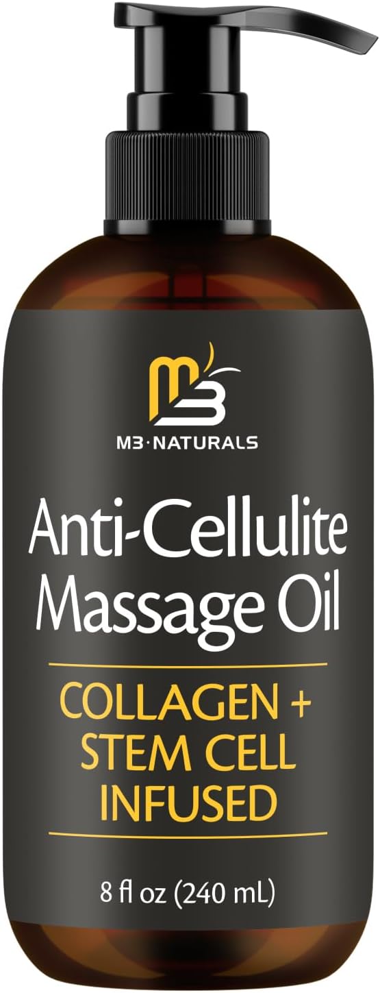 M3 Naturals Aceite Anticelulítico y Antiestrías con Colágeno | Aceite Reafirmante para Masajes Corporales