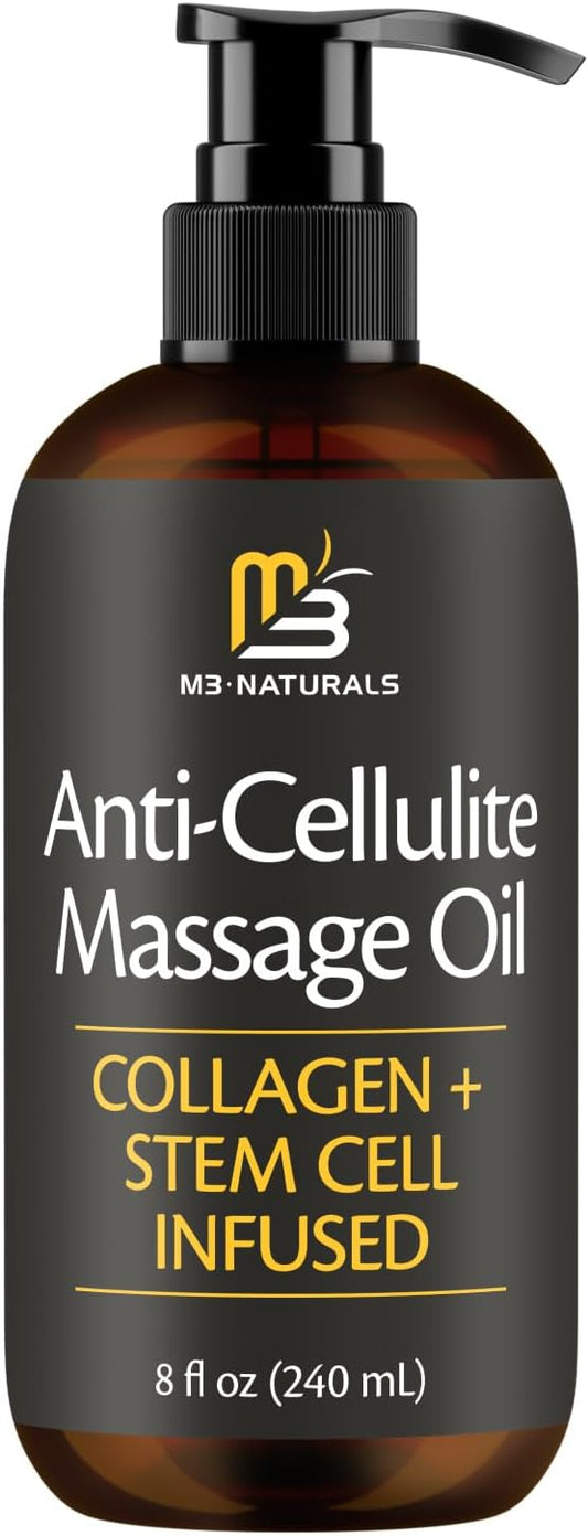 M3 Naturals Aceite Anticelulítico y Antiestrías con Colágeno | Aceite Reafirmante para Masajes Corporales