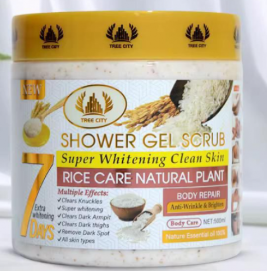 Exfoliante corporal Shower Gel Scrub Tree City extracto de arroz 500ml