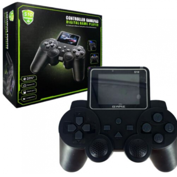 Consola Portátil S10 con pantalla integrada y control gamepad negro