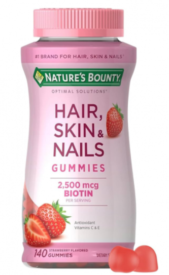 Gomitas Nature's Bounty Hair, Skin & Nails 2,500 mcg de Biotina para Cabello, Piel y Uñas - 80 Gummies