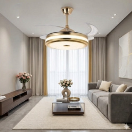 Lámpara Abanico Moderna LED – Dorado o Plateado