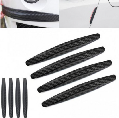 Parches anti-colisión para auto negro pack x2 tiras protectoras goma PVC adhesivo 3M fibra de carbono