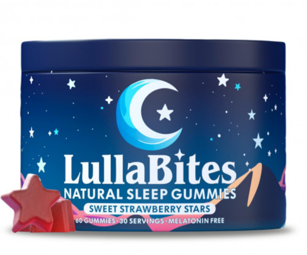 LullaBites Natural Sleep Gummies Sweet Strawberry Stars 60 gomitas sin melatonina