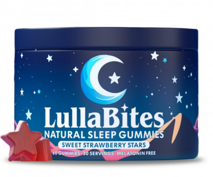 LullaBites Natural Sleep Gummies Sweet Strawberry Stars 60 gomitas sin melatonina