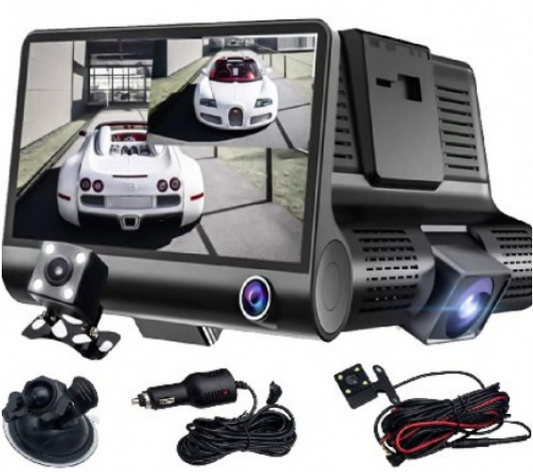 Cámara de coche doble lente 4.3 pulgadas dashcam Full HD 1080P con cámara trasera G-Sensor y grabación en bucle