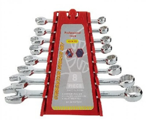 Set de llaves combinadas 8 piezas CWS-8 doble cabeza boca fija y estrella acero pulido espejo
