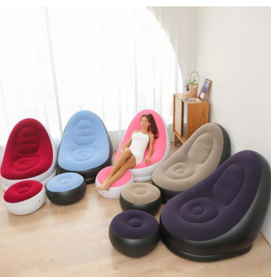 Sofá inflable multifuncional con ottoman en varios colores