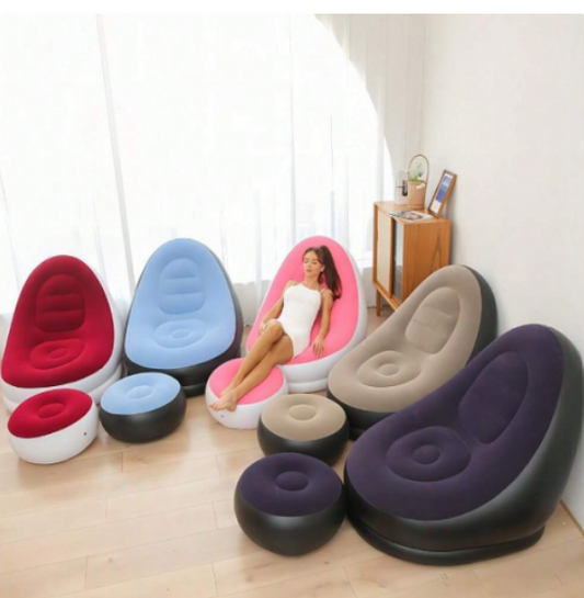 Sofá inflable multifuncional con ottoman en varios colores