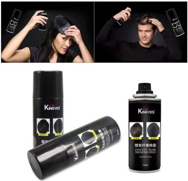 KINGYES Spray Tapa Canas y Disimulador Alopecia Color Marrón 130ml