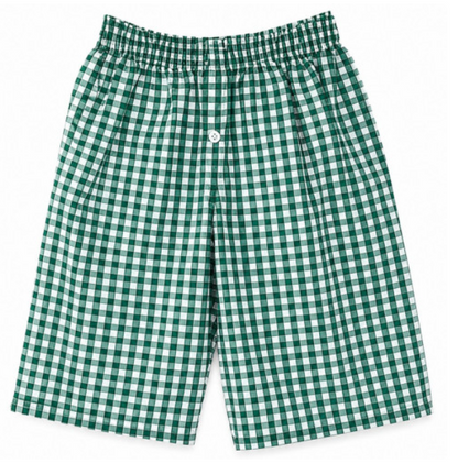 Pantalón Corto para Hombre Estampado Cuadros Verde Cintura Elástica