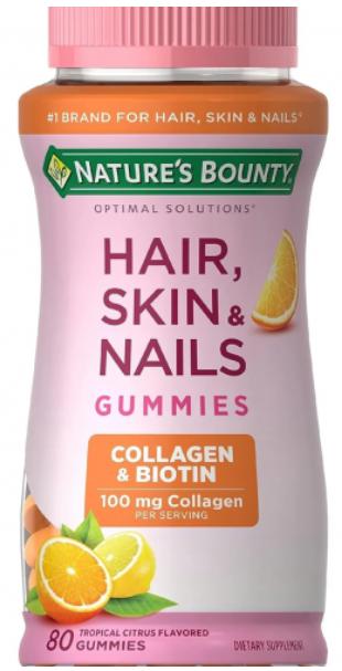 Gomitas Nature's Bounty Hair, Skin & Nails Colágeno & Biotina para Cabello, Piel y Uñas - 80 Gummies