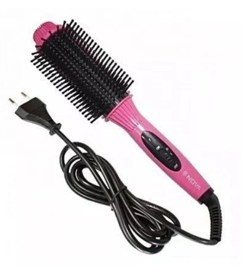 Cepillo alisador eléctrico NOVA 2 en 1 anti-frizz para cabello liso suave y brillante