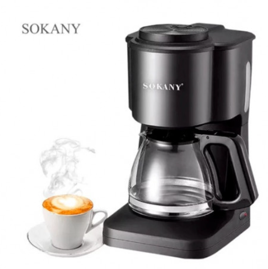 Cafetera eléctrica Sokany SK-124 con jarra de vidrio y sistema antigoteo color negro