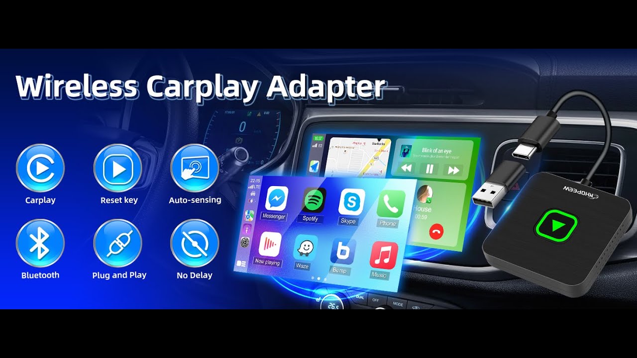 Adaptador Inalámbrico CarPlay y Android Auto 2 en 1 | Convierte tu Sistema con Cable en Inalámbrico