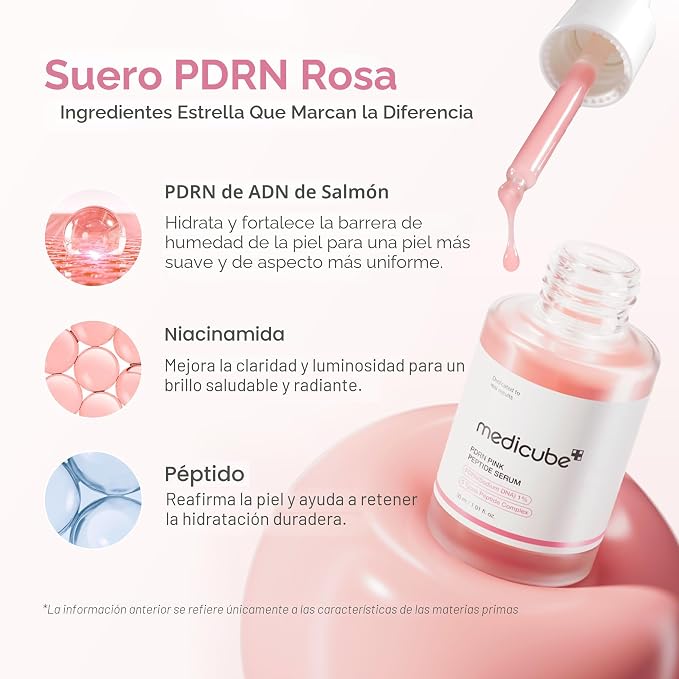Medicube PDRN Pink Peptide Serum | Sérum de ADN de Salmón con Niacinamida y Péptidos 30ml