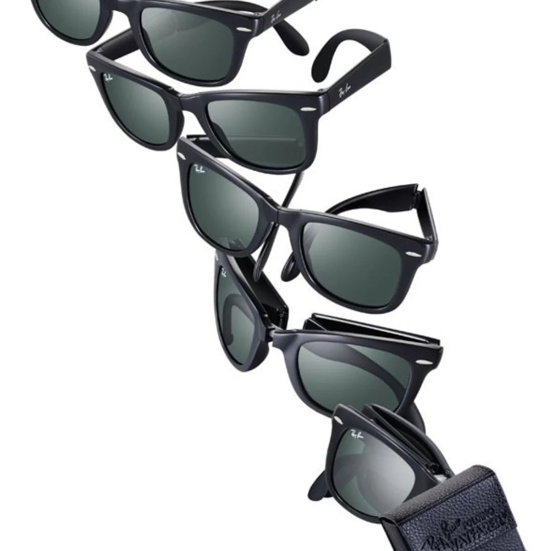 Gafas de Sol Estilo Wayfarer Folding Negro con Estuche Premium